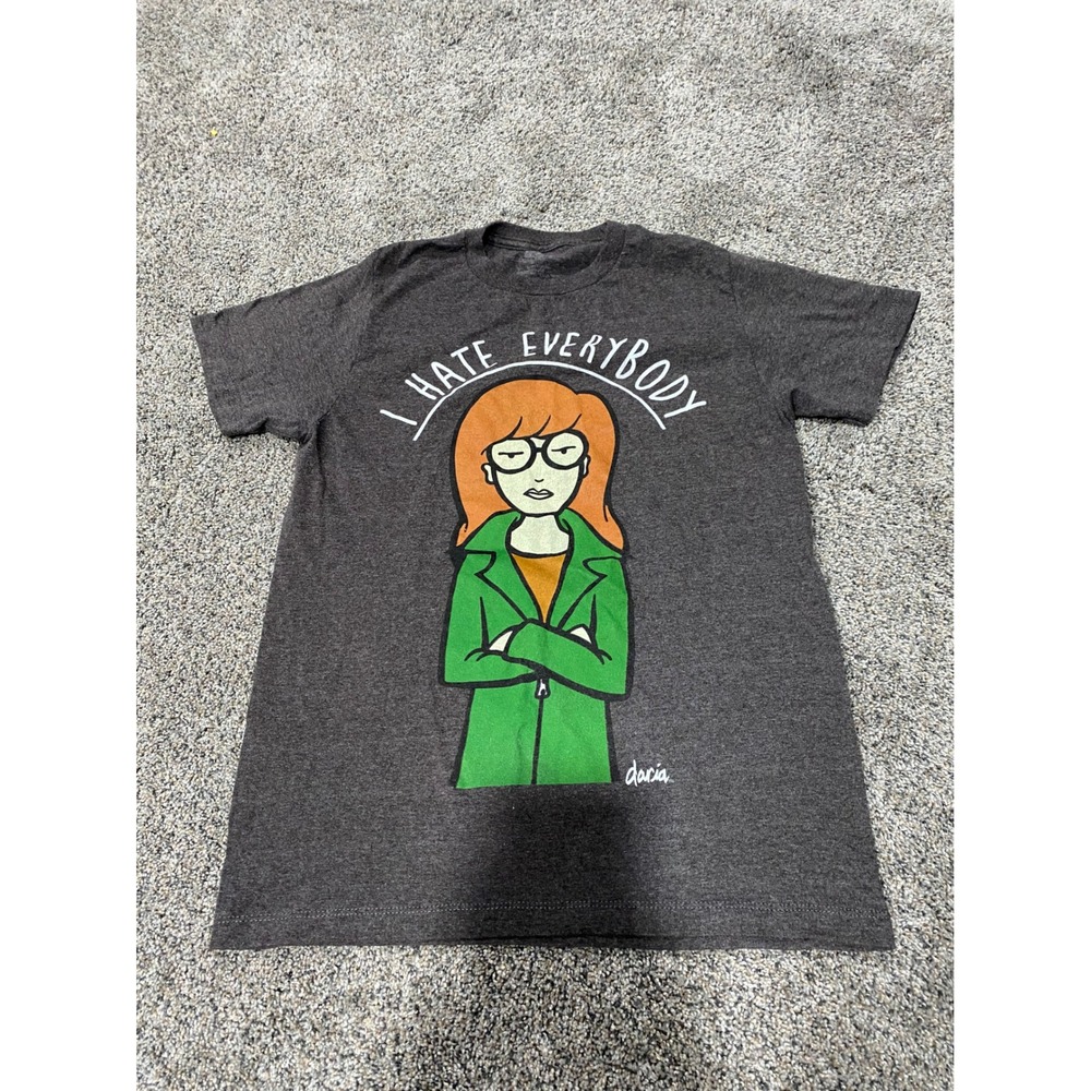 MTV Daria I Hate Everybody Graphic T-Shirt Charcoal Heather Grey Mens Medium